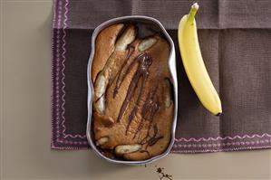 Chocolate pudding with honey bananas