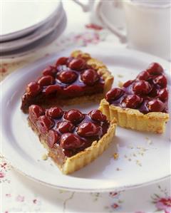 Sour cherry tart with shortcrust pastry case & ganache cream