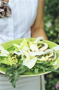 Apple salad with capers, nuts, rocket & pecorino shavings