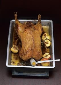 Stuffed goose with chestnuts and apples