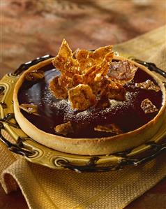 Chocolate tart with almond caramel