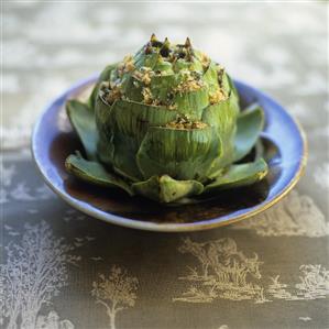 Baked artichoke with lemon and garlic breadcrumbs