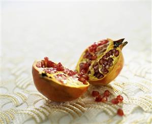 Halved pomegranate