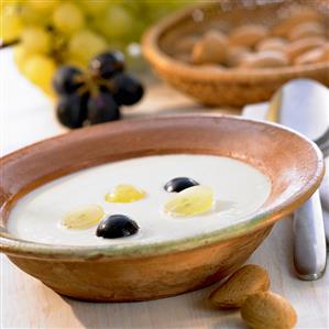 Cold almond soup with grapes