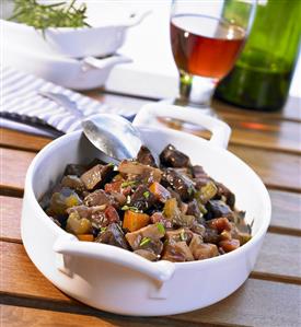 Provençal beef stew and a glass of red wine