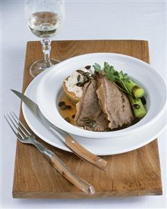 Boiled beef (shoulder) with quince puree and pumpkin seeds