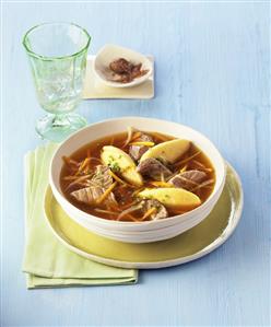 Beef soup with semolina dumplings