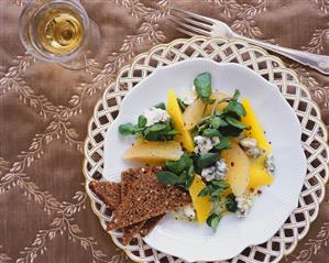 Watercress, orange, grapefruit and blue cheese salad