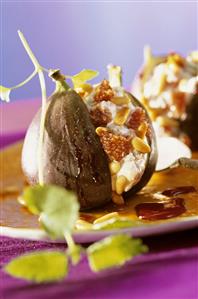 Figs stuffed with soft cheese, pine nuts and honey