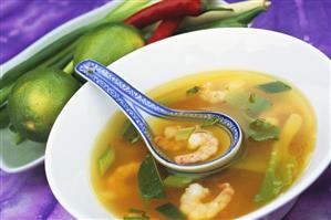 Spicy prawn soup with lime and chilli