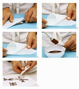 Making a piping bag and piping chocolate decorations