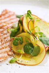 Grilled salmon with nectarine salad