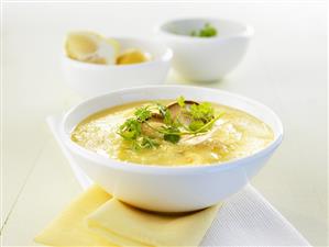 Potato foam soup with mushrooms