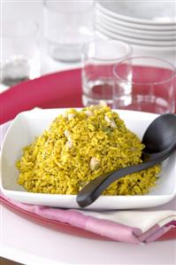 Rice with lemon, poppy seeds and cashew nuts