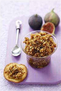 Crostini with sweet dried fig and almond pesto