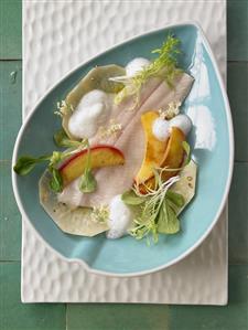 Trout on apple and celery with elderflower foam