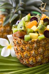 Fruit salad in hollowed-out pineapple