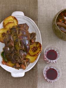 Roast wild boar with quinces