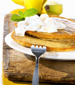 Banana pancakes with banana yoghurt