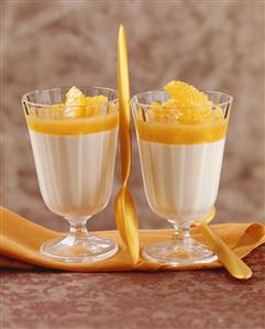 White mocha mousse with orange sauce