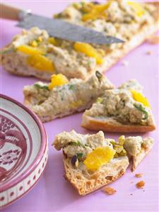 Chick-pea spread on flatbread