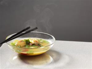 Asian prawn soup with coriander