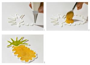 Making a pineapple with cream and fruit puree