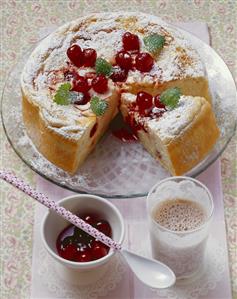 Amarena cherry cake made with rice pudding and quark