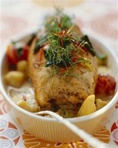 Thai roast turkey joint with pineapple and tomatoes