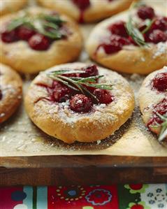 Cherry focaccias with rosemary