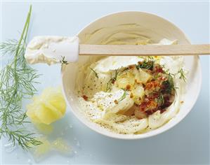 Lemon butter with vermouth and fresh dill