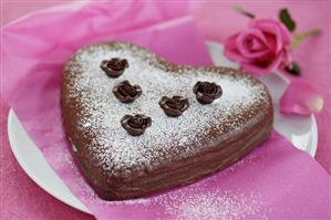 Heart-shaped chocolate cake