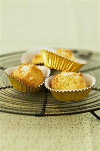 Coconut balls in petit four cases