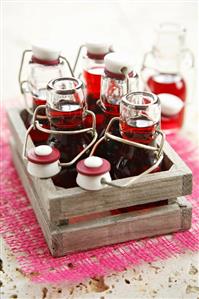 Cherry liqueur in small flip-top bottles