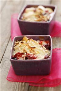 Fruit dessert with slivered almonds