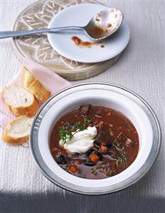 Goulash soup with black beans