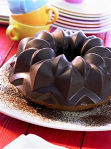 Gugelhupf with chocolate icing