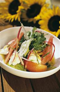 Tomato and watermelon salad with feta cheese