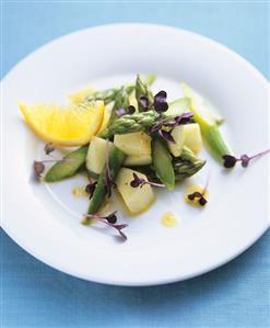 Asparagus and melon salad with spicy orange vinaigrette