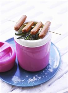 Spinach soup with sausages