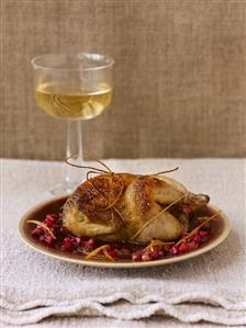 Quail with pomegranate sauce