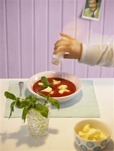 Tomato soup with quark dumplings