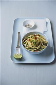 Spaghetti with rocket and lime