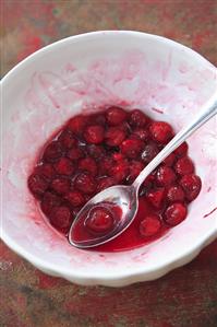 Cherry sauce in a bowl