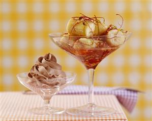 Fried banana with chilli threads and chocolate ice cream