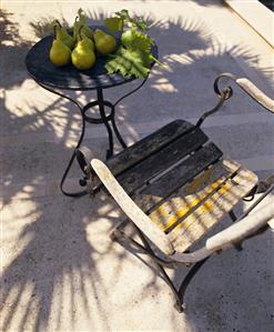 Garden chair and garden table with pears