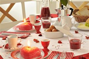 Breakfast table for Valentine's Day