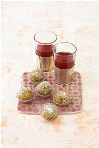 'Nomad' date sweets and Karkade tea (Hibiscus tea)