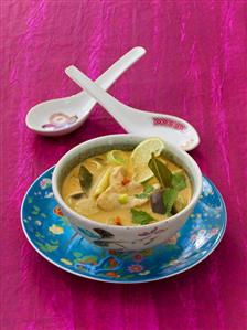 Lemon ginger soup with chicken breast