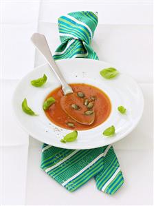 Tomato soup with pumpkin seeds